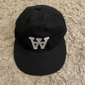Wood Wood Double A Logo Hat Black Flat Brim
